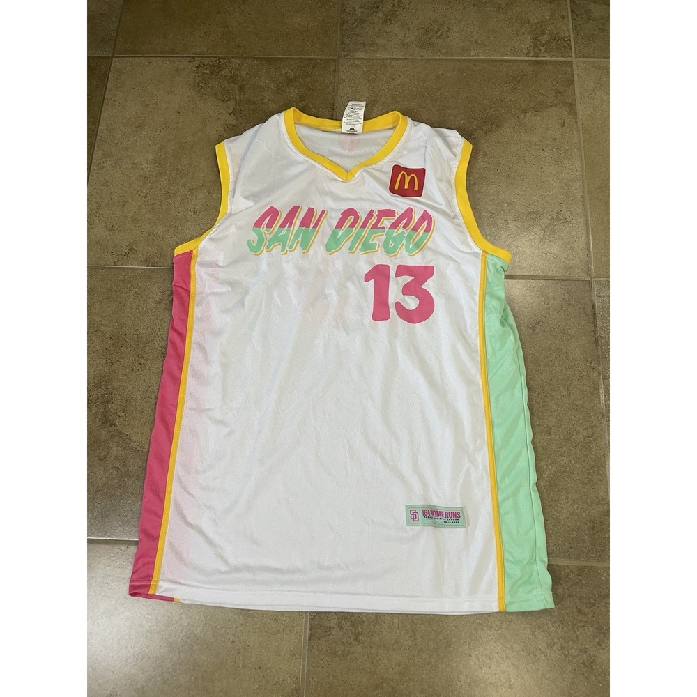 Manny Machado #13 City Connect Basketball Jersey SD Padres Mens Sz L Sleeveless